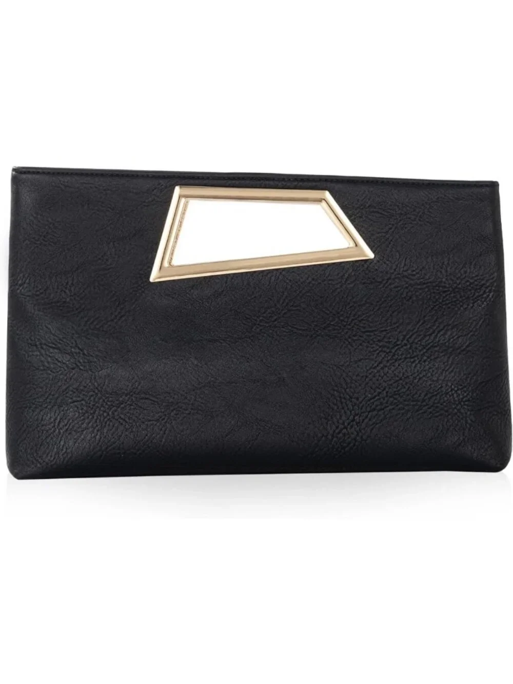 Stylish PU Leather Clutch Purse with Metallic Handle | Evening Handbag for